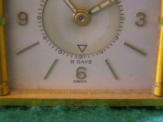 1960 ' s Miniature JAEGER MEMOVOX 8 Day Alarm Clock 3