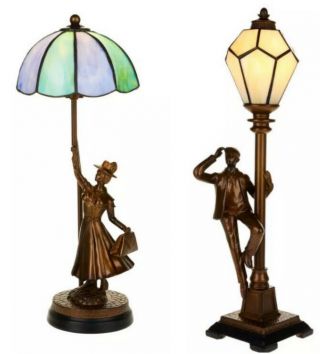 Mary Poppins Returns Tiffany Accent Table Lamp Set - 1 Mary & 1 Jack Rare