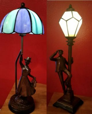 Mary Poppins Returns TIFFANY Accent Table Lamp SET - 1 Mary & 1 Jack RARE 3