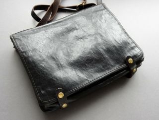 Reserved For T - Vtg Il Bisonte Black Leather Messenger Laptop Work Bag