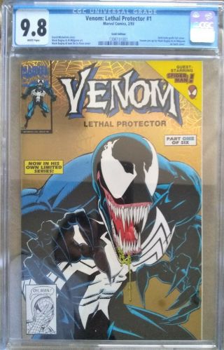 Venom: Lethal Protector 1 Cgc 9.  8 Rare Gold Edition Variant Spiderman Hot Movie