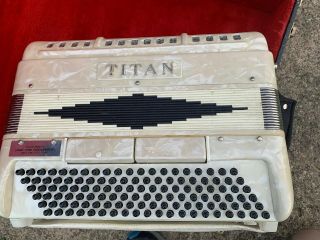 Vintage Titan Titano Pearl White Accordion Italy Fancy RARE ESTATE FIND 3