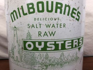 Vintage Antique Rare Milbourne’s Raw Oysters Crisfield,  MD.  Advertising Tin Can 3