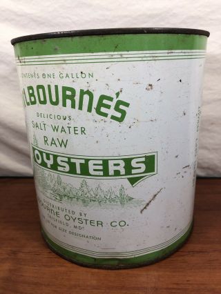 Vintage Antique Rare Milbourne’s Raw Oysters Crisfield,  MD.  Advertising Tin Can 6