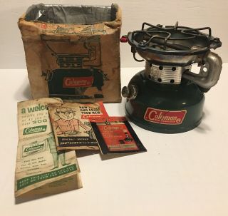 Vintage Coleman 502 Sportster Single Burner Camp Stove With Box Papers