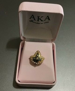 Vintage Alpha Kappa Alpha AKA 10K Gold & Pearls Sorority Leaf Pin 2