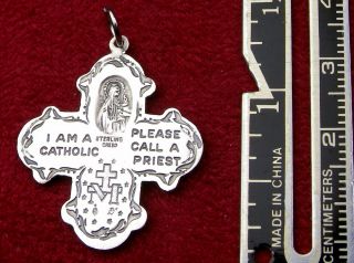 Catholic Chaplin ' s CREED Sterling WWII Sailors Miraculous Medal Cross Crucifix 3