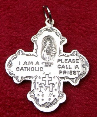 Catholic Chaplin ' s CREED Sterling WWII Sailors Miraculous Medal Cross Crucifix 5