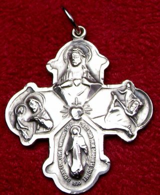 Catholic Chaplin ' s CREED Sterling WWII Sailors Miraculous Medal Cross Crucifix 8