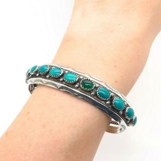 Old Pawn Vintage 925 Sterling Silver Fox Turquoise Gemstone Tribal Cuff Bracelet