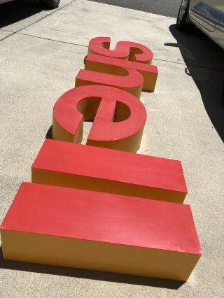 Vintage 1970s Shell Gas Sign Letters Gas Pump Station Shell Oil Canopy Hood 4