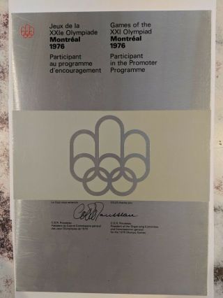 Montreal Olympics 1976 Promoter Program Plaque Vintage