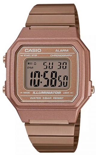 Casio Rose Gold Retro Digital Illuminator Unisex Watch B650wc - 5a
