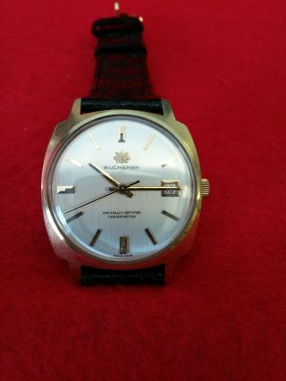 Men ' s BUCHERER Automatic Chronometer Wrist Watch with date serviced 6