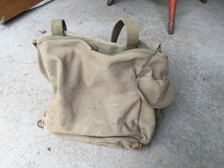 Vtg US Army WWII 1943 Musette Bag Canvas Langdon Tent and Awning Co 4
