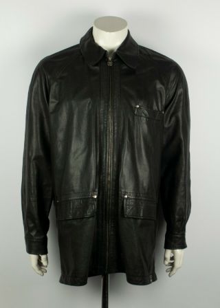 Vintage Versace Jeans Couture Leather Jacket Coat Black Size Xl