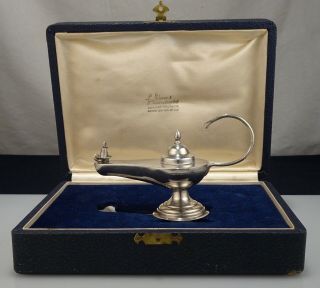 Vintage Greek 900 Silver Aladdins Oil Lamp Table Lighter - 55408