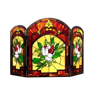 Stained Glass Fireplace Screen Victorian Floral Design Tiffany Style