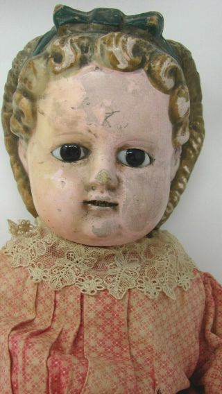 1800s Antique 25 " All French ? Pierced Ears Wax Doll