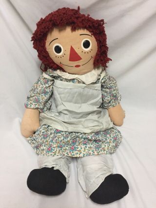 Vintage Huge 40 " Knickerbocker Raggedy Ann Doll W/dress & Apron Annabelle