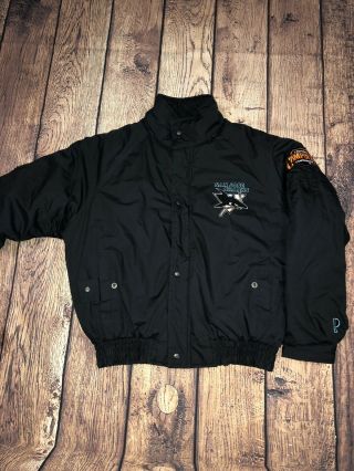 Vintage San Jose Sharks Black Pro Player Jacket Missing Detachable Hood Mens L 2