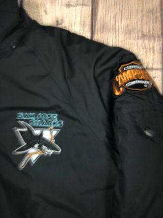 Vintage San Jose Sharks Black Pro Player Jacket Missing Detachable Hood Mens L 4