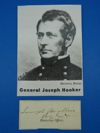 Rare Signature Of Union Maj.  Gen.  Joseph Hooker Autograph Paper