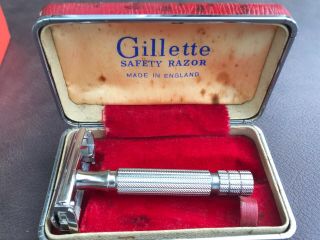 Vtg Gillette Made In England British Set 58 Safety Razor With Case