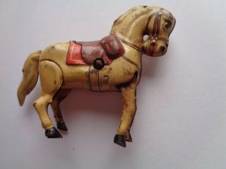 Vintage 3 " X 3 " Metal Wind Up Horse Made In Us Zone Germany/no Key.