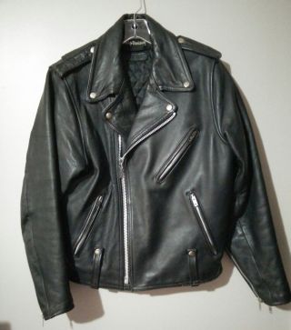 Vtg Harley Davidson Leather Motorcycle Jacket Cycle Champ Kidney Protector 46r M