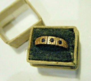 Tiny Victorian Antique 14k Rose Gold & Sapphires Baby Ring With Orig Box Size 2