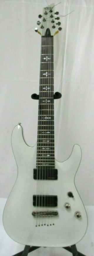 Schecter Diamond Series Demon - 7 White 7 String Electric Guitar Right Handed