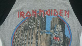 Vintage Iron Maiden t - shirt 1985 Powerslave tour Radio City Music Hall 2