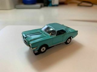 Vintage Aurora/mm - Ford Mustang Fastback/turquoise T Jet Chassis - H O Slot Car