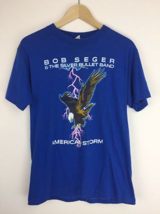 Vtg 80s Bob Seger Silver Bullet Band American Storm Tour Sz M/l T - Shirt 50/50