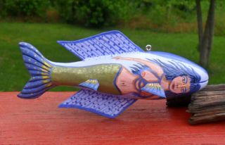 Ice Fishing Decoy Sexy Mermaids Hand - carved Folk Art by Sheila Cates 6