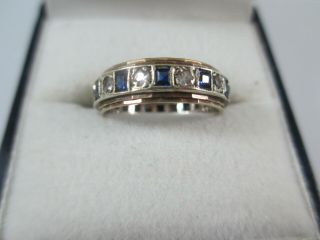 Lovely Vintage 9ct Gold Ring Set With Blue And Clear Stones.  Uk Size L1/2 3.  3g