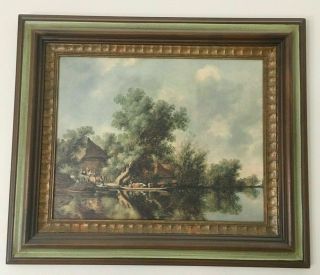 Rare Antique Vintage Fine Hardwoods Rubens Print Landscape Framed