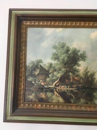 Rare Antique Vintage Fine Hardwoods Rubens Print Landscape Framed 2