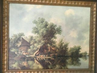 Rare Antique Vintage Fine Hardwoods Rubens Print Landscape Framed 6