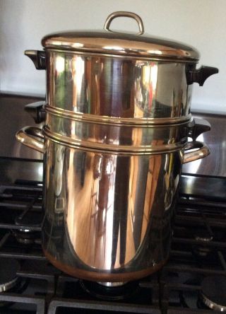 Vintage Revere Ware 12 Qt - 85 Stock Pot,  Steamer And Double Boiler Pasta Lobster