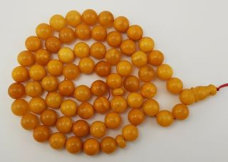 Islamic Prayer Tasbih Stone Amber Natural Baltic Bead 61,  7g Vintage Old A - 286