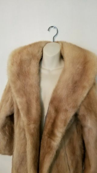 Vintage Custome Made Women ' s Cain - Sloan Mink Fur Coat 1960s Size 8 - 10 3