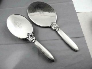 International Sterling Silver Royal Danish 2 Pc Vanity Dresser Set Mid Century