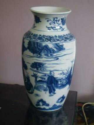Chinese /japanese Pastiche Blue And White Vase 20th Century