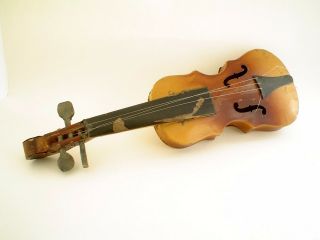 Antique Tin Toy Violin Made In Slovakia