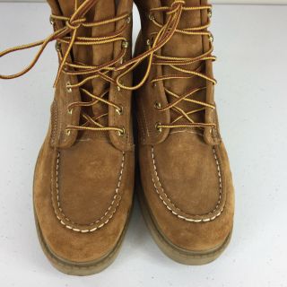Vintage men ' s Wolverine Work Boots 8.  5 D Brown Leather lace uP Steel Toe 3