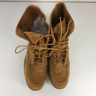 Vintage men ' s Wolverine Work Boots 8.  5 D Brown Leather lace uP Steel Toe 4