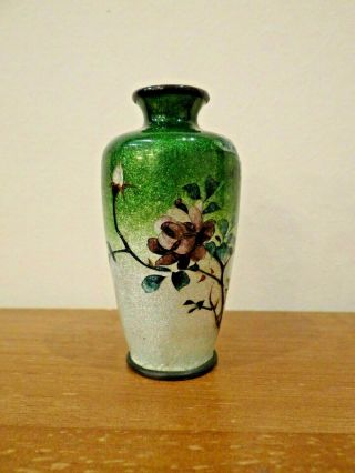 Antique Japanese Ota Toshiro Cloisonne Ginbari Foil Vase Flowers