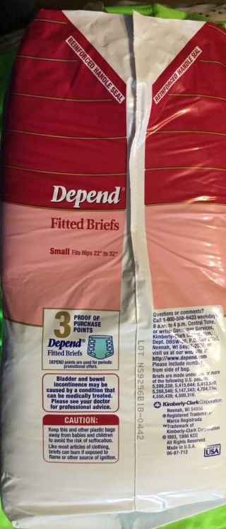 Case Of 4 VINTAGE DEPEND Adult Fitted diapers Size Small 26 Pack (1990 ' s) 3